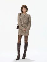Vintage Wool Knit Cardigan & Skirt Set
