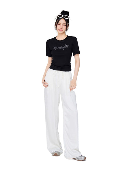 Ice Silk Pleated Wide-Leg Pants