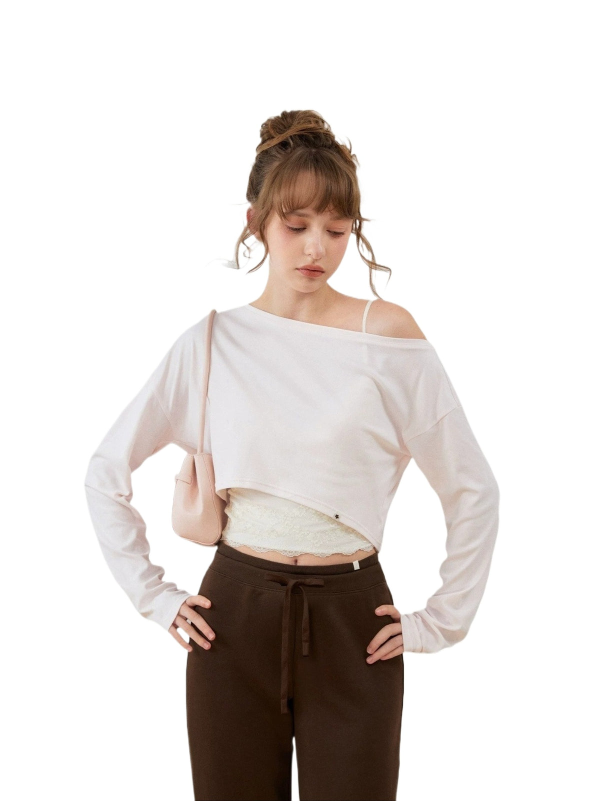 Off-Shoulder Cropped Sweatshirt Set