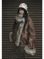 Faux Leather Fur Lined Jacket