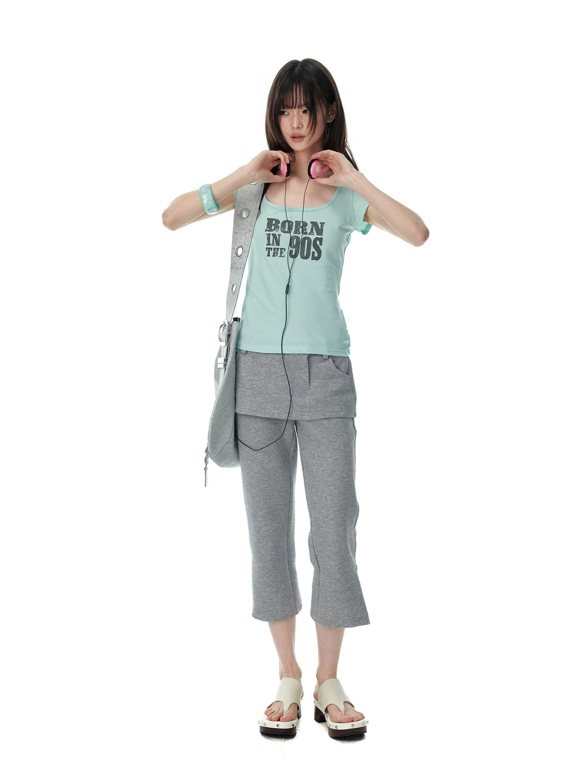 Korean Mint Graphic Slim T Shirt