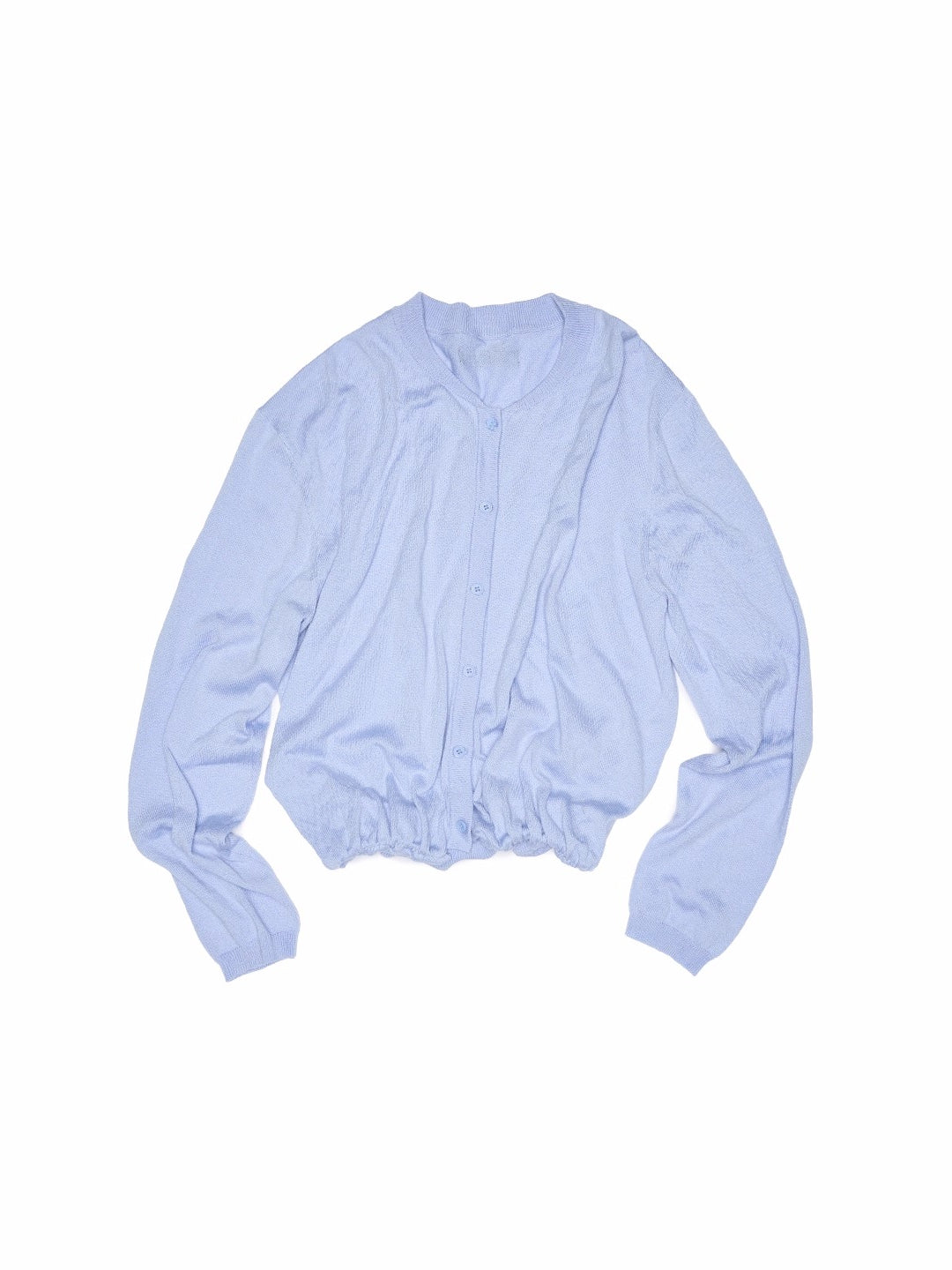 Solid Balloon Hem Wool Cardigan