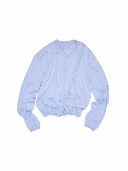 Solid Balloon Hem Wool Cardigan