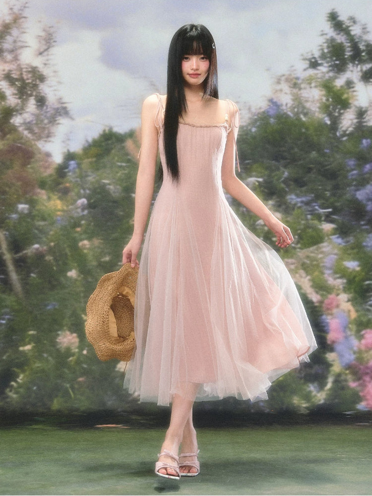 Pink Mesh Cami Dress