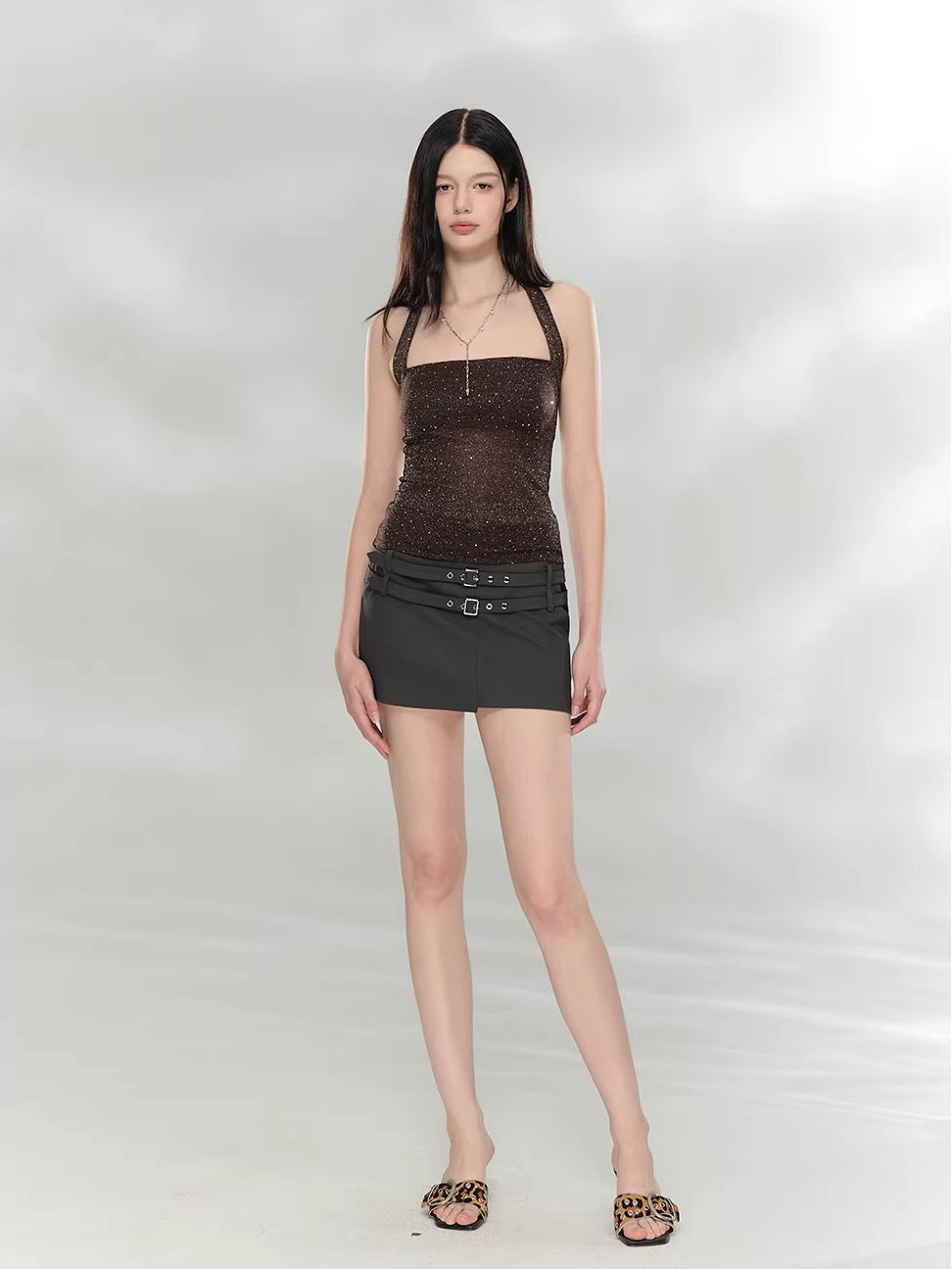 Rhinestone Halter Tube Top