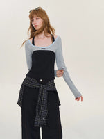 Ballet Contrast U Neck Layered Top