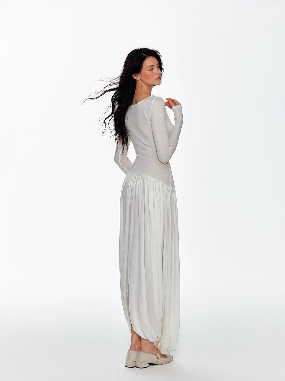 Tencel Wool Lace Waist Knit Dress