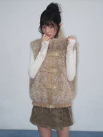Vintage Ruffle Trim Patchwork Vest