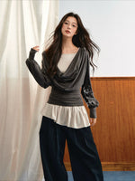 Draped Ruched Layered Top Set