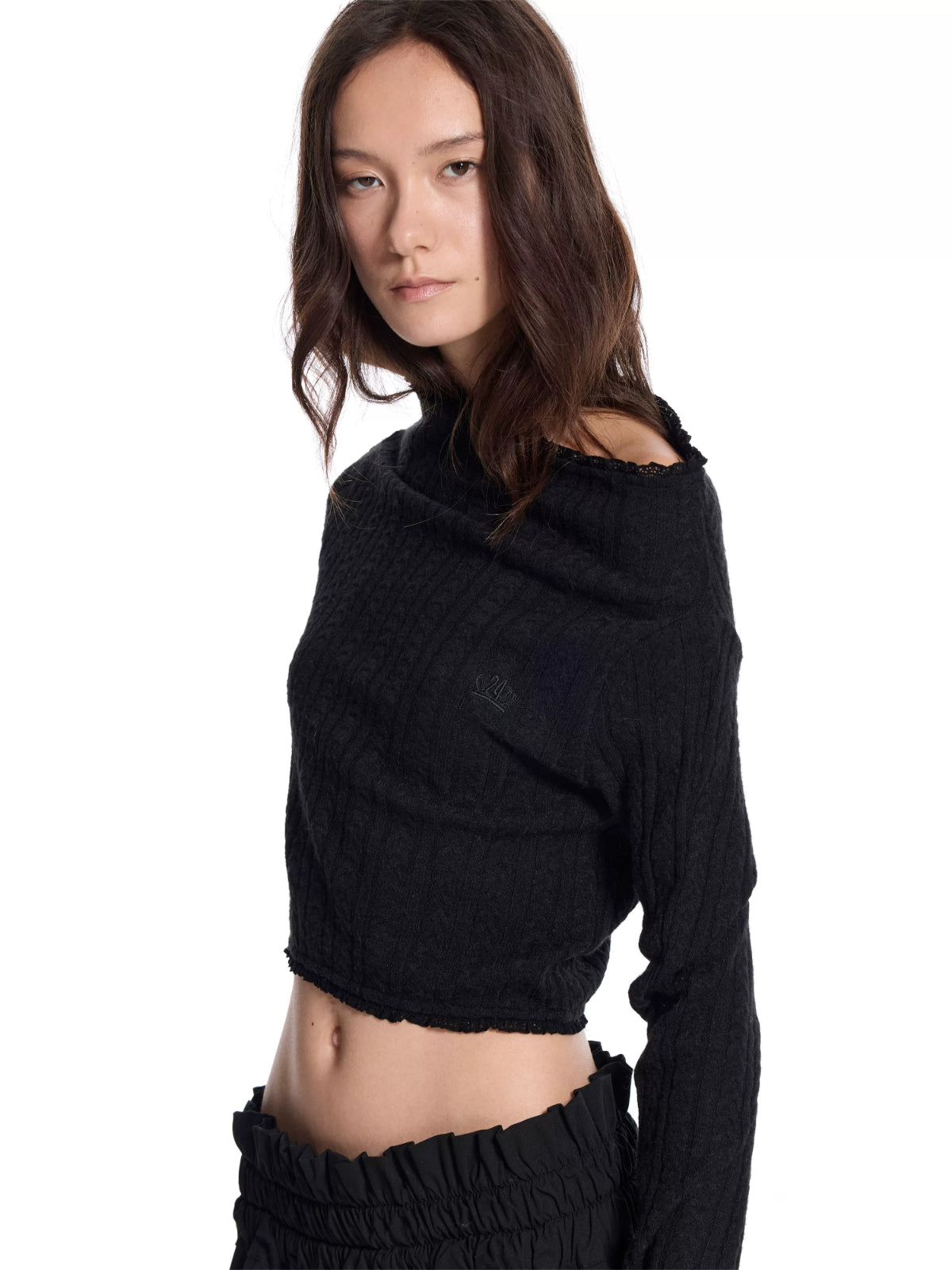 Reversible Cable Knit Embroidered Top