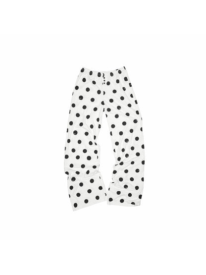 Polka Dot Contrast Knit Cardigan &amp; Lounge Pants Set