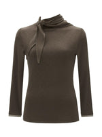 Soft Tie Neck Fitted Sleeve Top