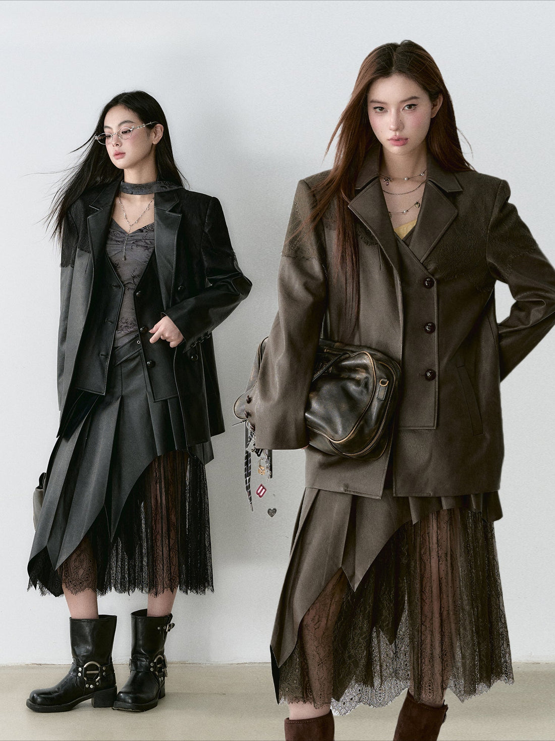 Structured Laced Leather Blazer