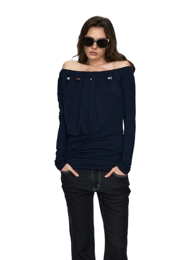 Lyocell Ruched Pearl Tee