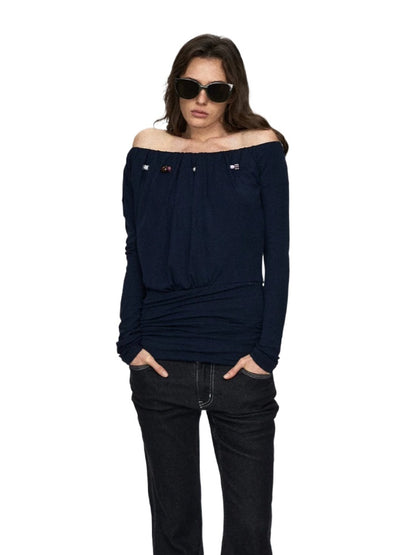Lyocell Ruched Pearl Tee