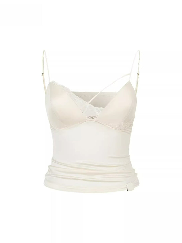 Lace Panel Satin Cami Top
