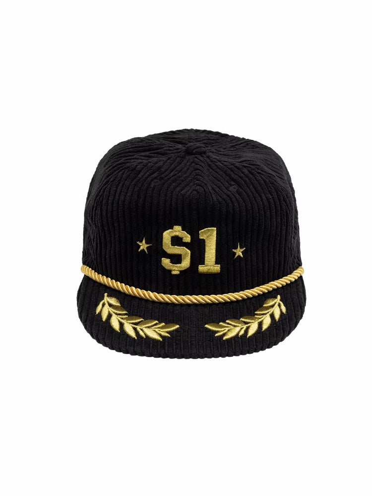 Corduroy Embroidered Flat Cap