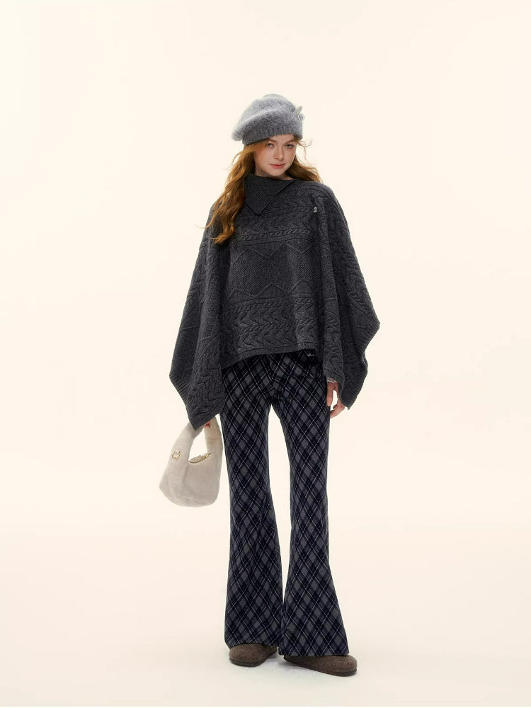 Plaid Embroidery Flared Pants