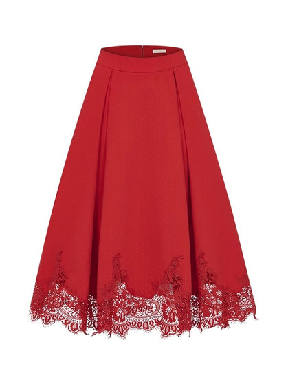 Mirage Vintage Lace-Collar Blazer &amp; Flared Skirt Set