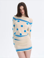 Beige Contrast Knit Skirt