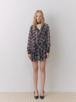 Vintage Plaid Chiffon Dress