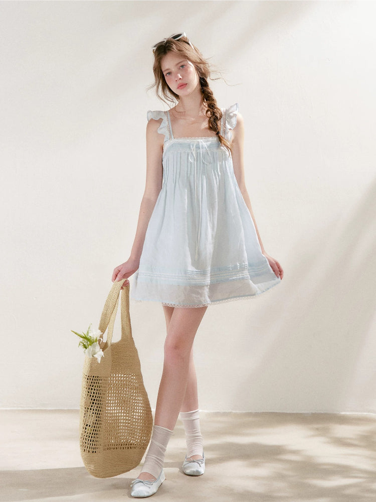 Pleated Lace Holiday Dress