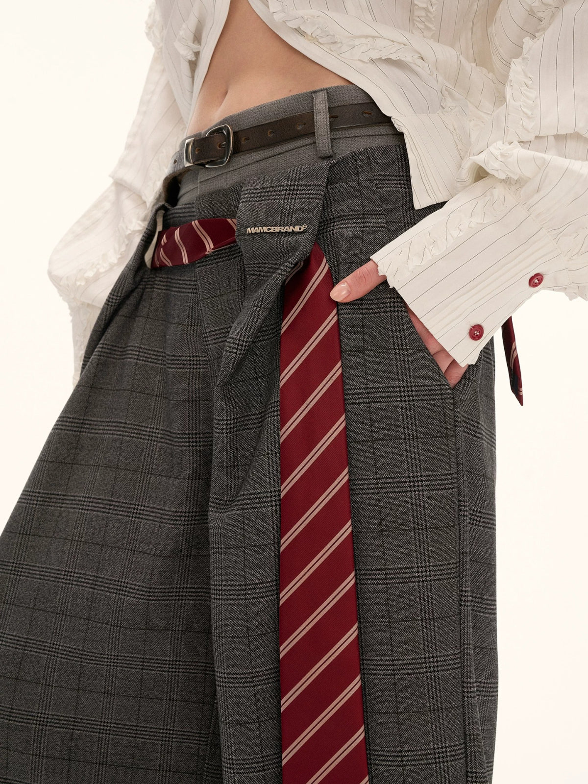Double Waist Straight Leg Trousers