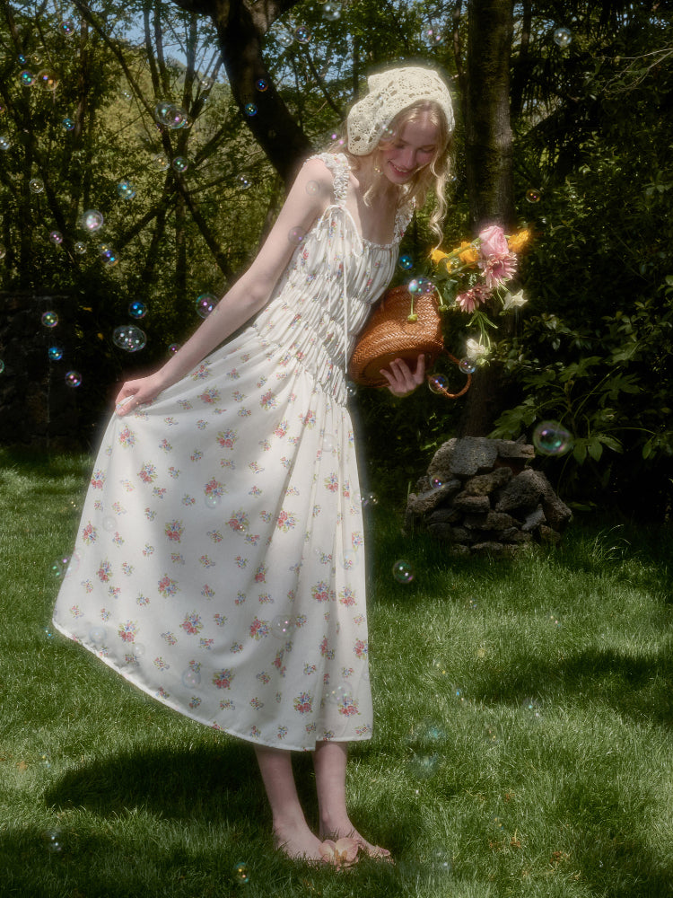 French Relaxed Old Money Floral Long Dress