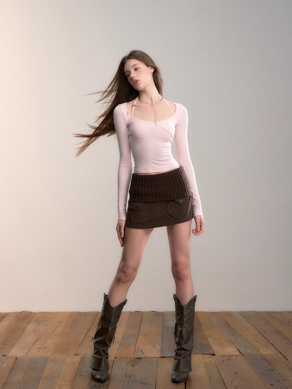 Halter Long-Sleeve Modal Top