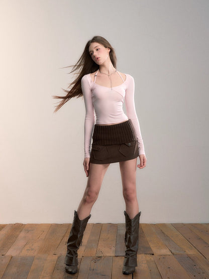 Halter Long-Sleeve Modal Top