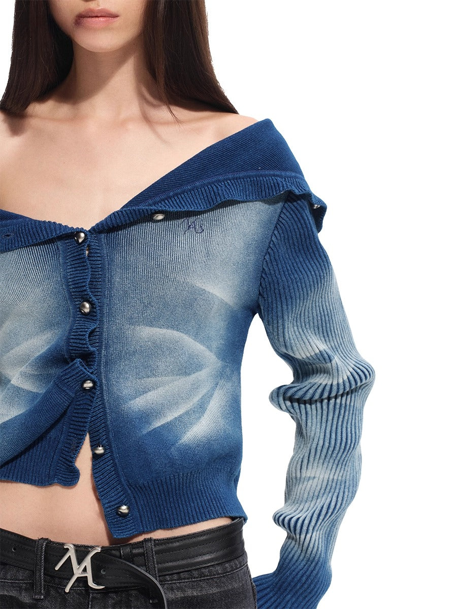 Blue Lightning Wash Cardigan
