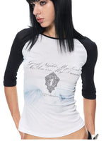 Graphic Contrast Raglan Sleeve T-Shirt