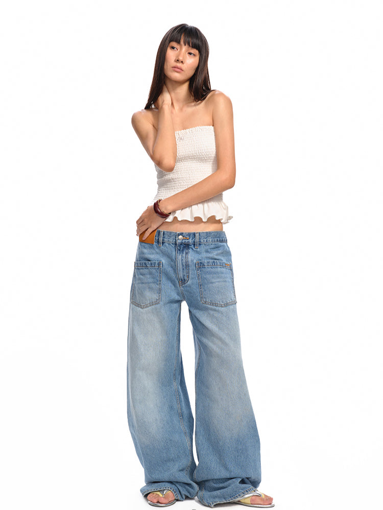 Ruffled Textured Strapless Vest