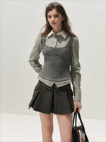 Contrast Pleated Mini Skirt