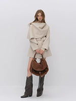 Modern Cape Scarf Wool Coat
