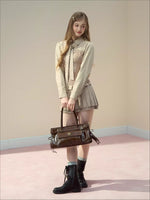 Polka-Dot Preppy Shirt & Skirt Set