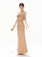 Gold Halter Sequin Dress