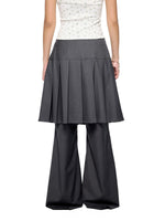 Pleated Skirt Overlay Flare Pants