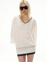 Contrast V Neck Dress