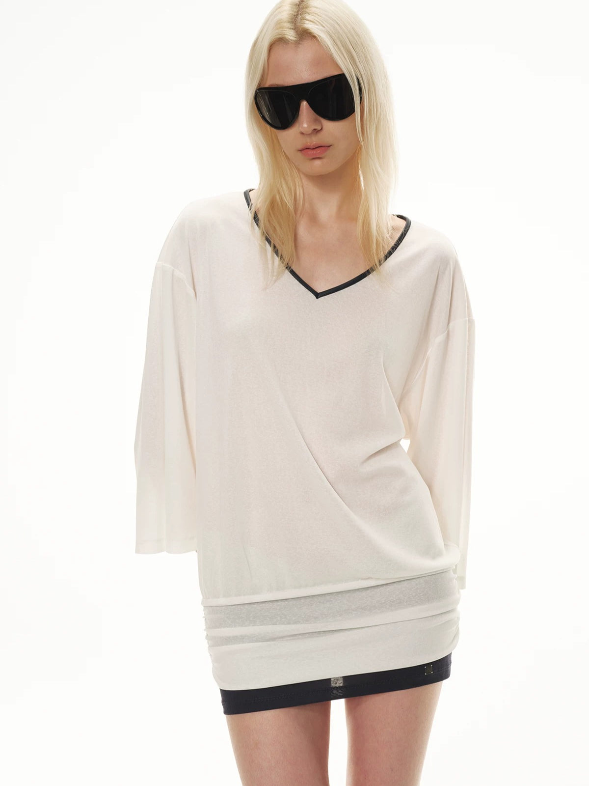 Contrast V Neck Dress