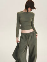 Ribbed Cotton Blend Cropped T-Shirt