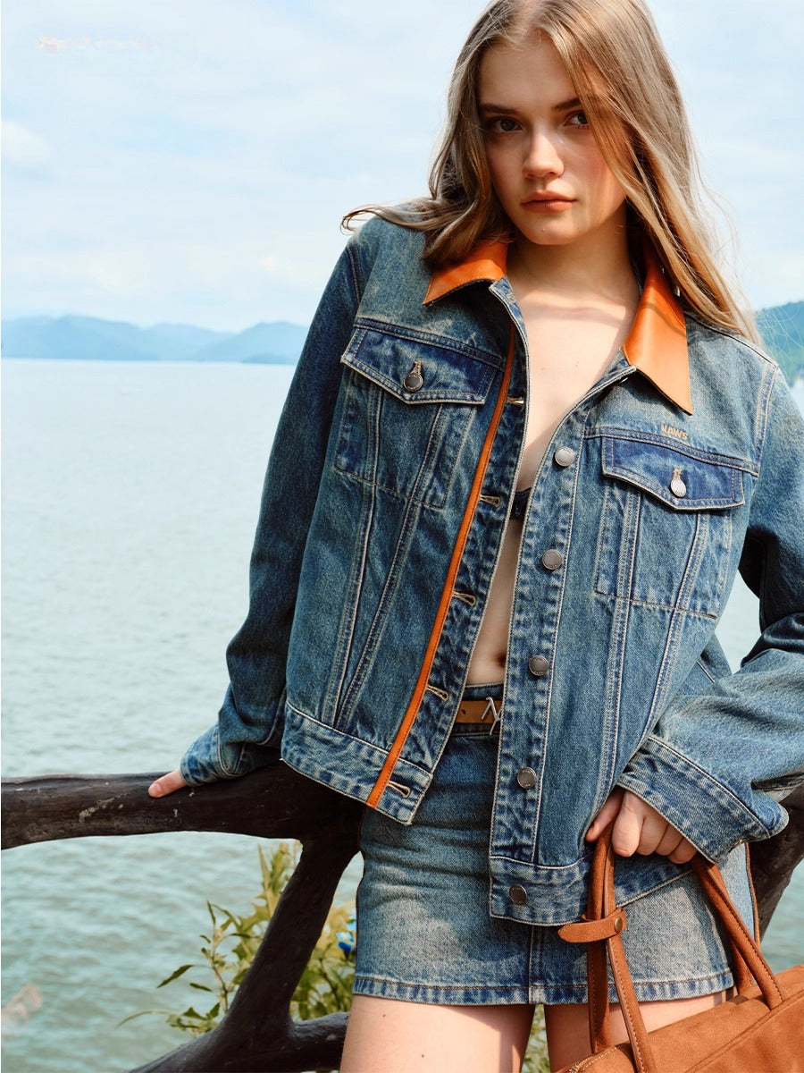 Vintage Blue Plateau Patchwork Jacket