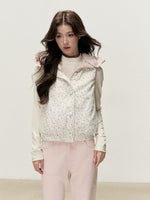 Reversible Floral Detachable Hood Down Vest