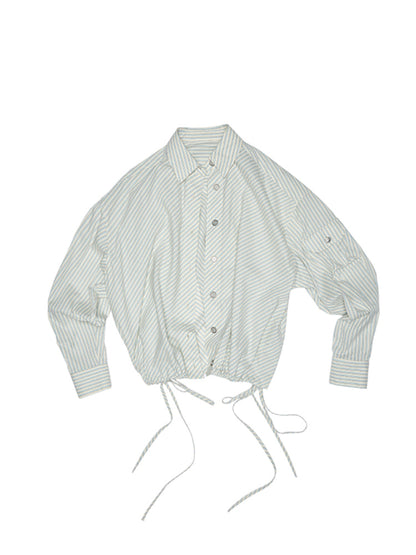 Retro Diagonal Cut Striped Bud Shirt &amp; Cargo Set
