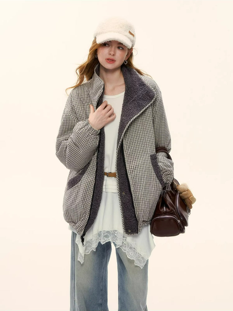 Reversible Shearling Plaid Jacket