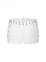 Ruched Low-Rise Leather Shorts