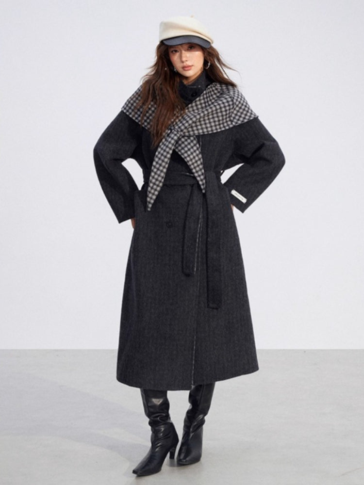 Plaid Shawl Wool Coat