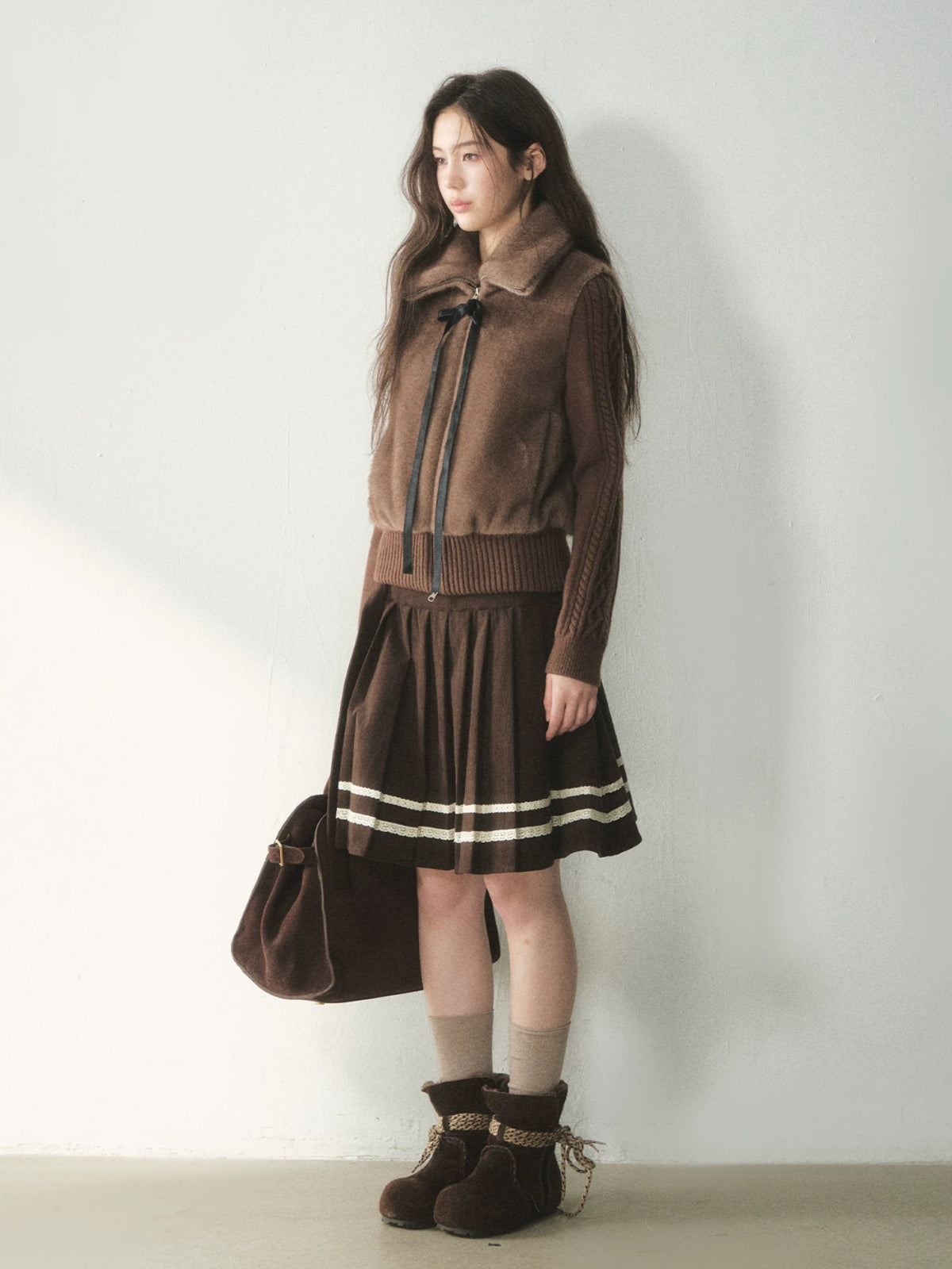 Oversized Collar Faux Fur Jacket