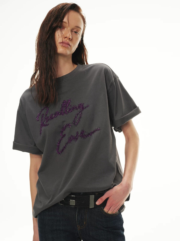 Shimmer Embroidery Oversize Tee