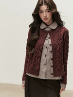 Peter Pan Collar Layered Knit Cardigan